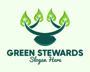 Green Branch Leaves  logo design