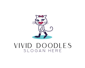 Stylish Fashion Cat logo design