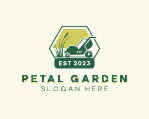 Grass Cutting Lawn Mower logo design