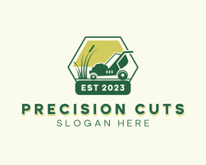 Grass Cutting Lawn Mower logo design