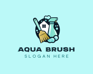 Cleaning Spray Broom logo design