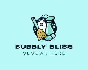 Cleaning Spray Broom logo design