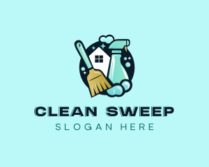 Cleaning Spray Broom logo design