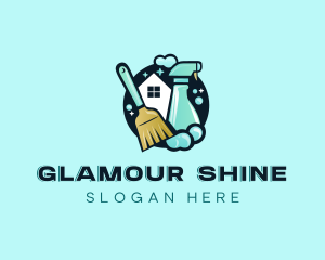 Cleaning Spray Broom logo design