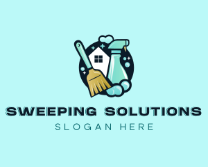 Cleaning Spray Broom logo design