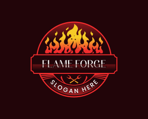 Grill Flame BBQ logo design