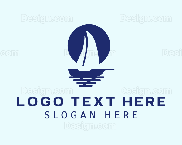 Blue Sailboat Sea Logo