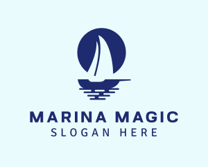 Blue Sailboat Sea logo design