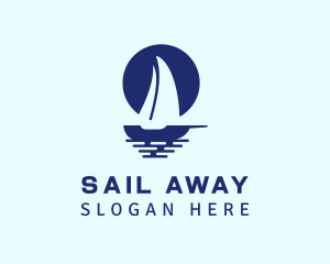 Blue Sailboat Sea logo design