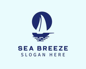 Blue Sailboat Sea logo design