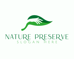 Nature Hand Leaf logo design