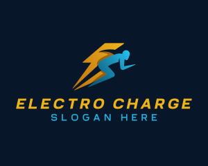 Human Lightning Flash logo design