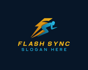 Human Lightning Flash logo design