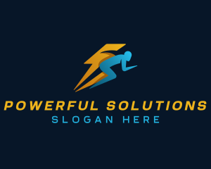 Human Lightning Flash logo design