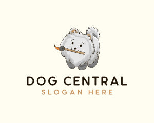 Cute Puppy Paintbrush logo design