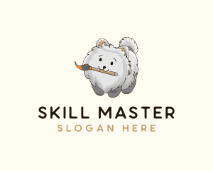 Cute Puppy Paintbrush logo design