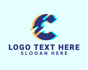 Letter - Futuristic Glitch Letter C logo design
