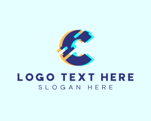 Animation Glitch Letter C logo