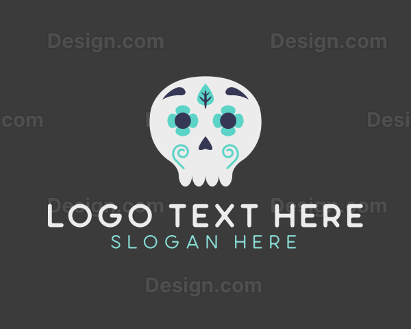 Floral Festive Skull Logo