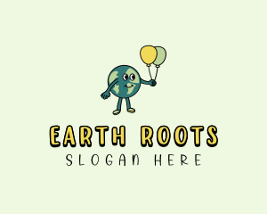 Earth Globe Balloon logo design