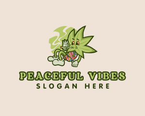 Hippie Smoking Weed logo design