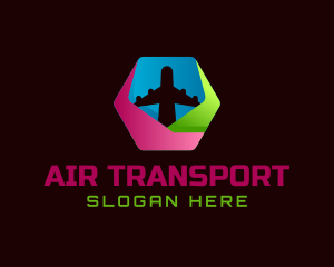 Colorful Hexagon Airplane Travel logo design