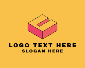 3D Pixel Isometric Letter U logo