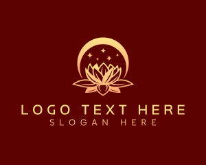 Lotus Flower Crescent Moon Logo