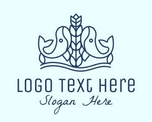 Blue Whale Flower logo design