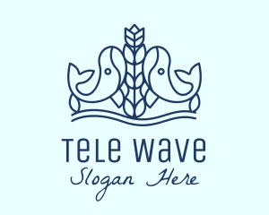 Blue Whale Flower logo design