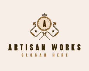 Carpentry Wood Drill logo design