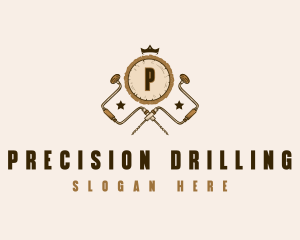 Carpentry Wood Drill logo design