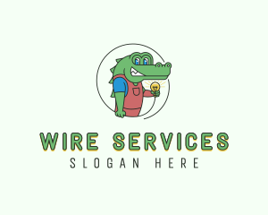 Electrician Crocodile Lightbulb logo