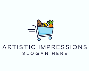 Fast Grocery Cart logo design