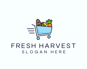 Fast Grocery Cart logo design