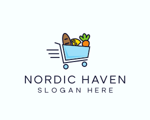 Fast Grocery Cart logo design