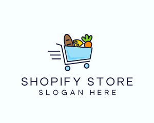 Fast Grocery Cart logo design