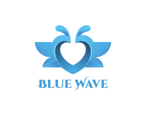 Love Water Splash Blue Birds logo design