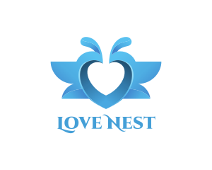 Love Water Splash Blue Birds logo design