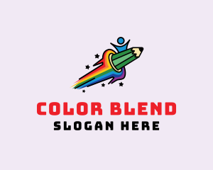 Rainbow Pencil Child logo design