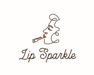 Woman Lipstick Monoline logo design