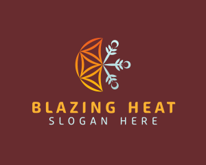 Fire Snowflake Heating logo design