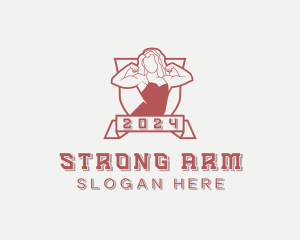 Muscular Strong Woman logo design