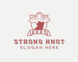 Muscular Strong Woman logo design