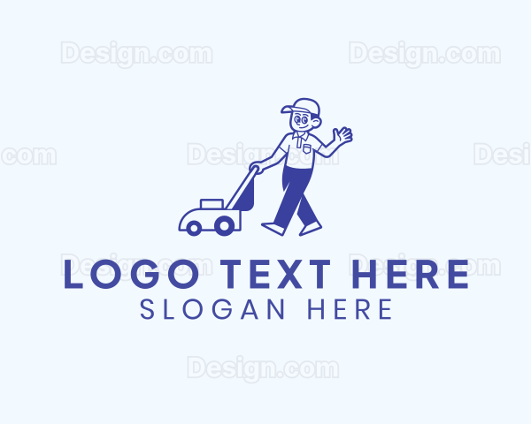 Lawn Mower Landscaping Man Logo