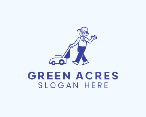 Lawn Mower Landscaping Man logo design