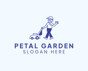 Lawn Mower Landscaping Man logo design