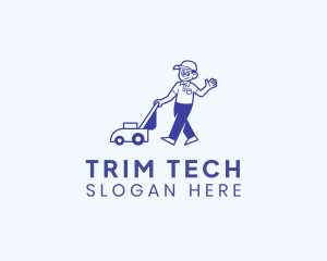 Lawn Mower Landscaping Man logo