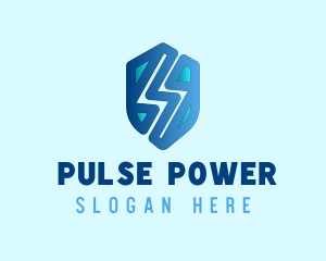 Blue Bolt Shield logo design