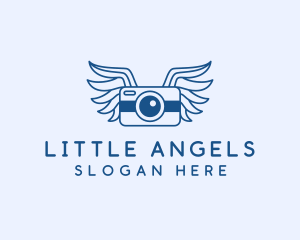 Blue Camera Wings logo design